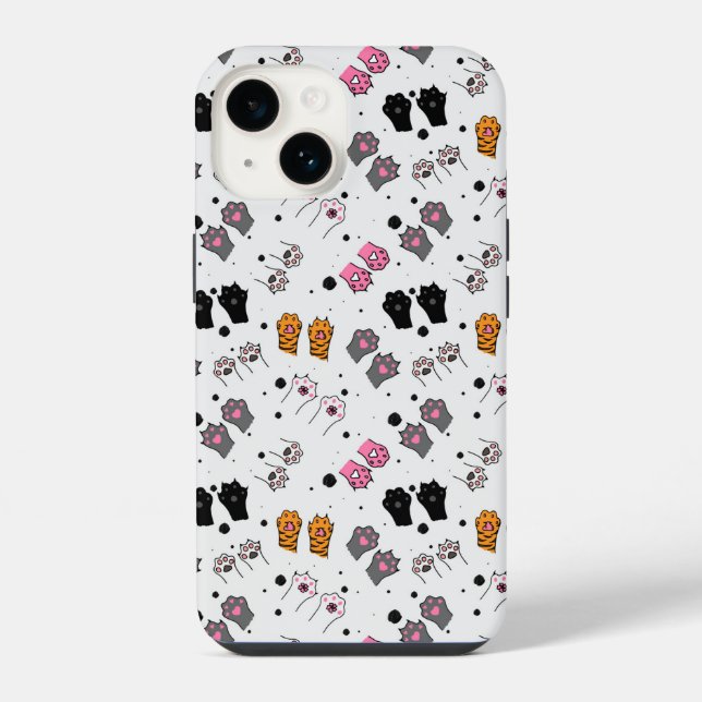 Katzenpfoten-Muster iPhone Hülle (Rückseite)
