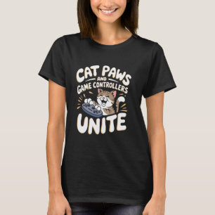 Katzenpfoten und Spielecontroller vereinen Pun Kat T-Shirt
