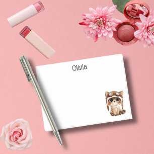 Katzenpilot Katzenmama Aquarell individuell lustig Post-it Klebezettel