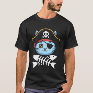 Katzenpiratenskelett Freibeuter Bootfahren Boot Ka T-Shirt