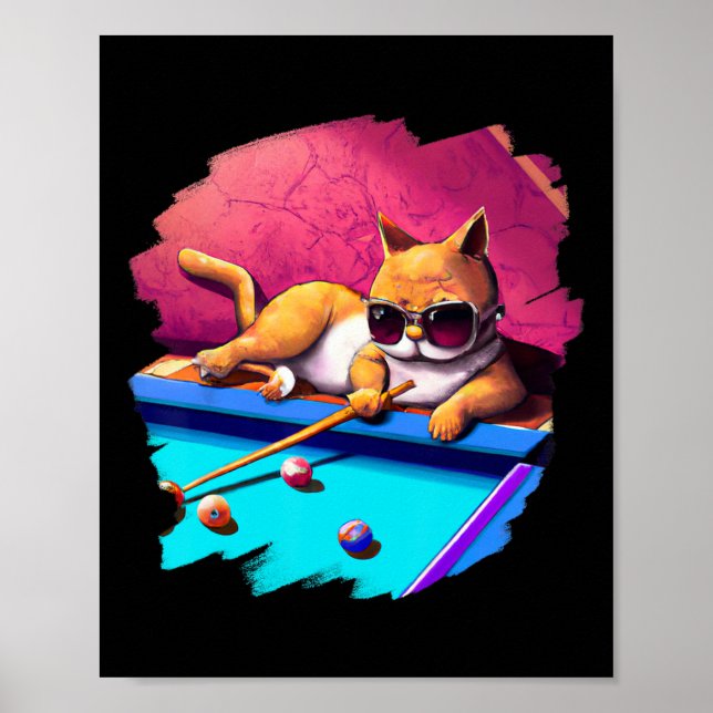 Katzenpool Billard in Lounge Cooles Sonnenbad Poster (Vorne)