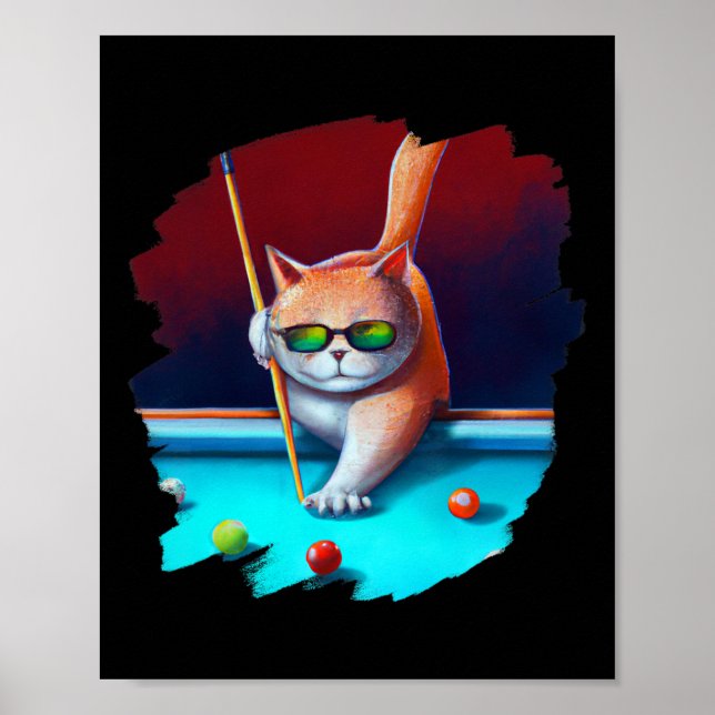Katzenpool Billard in Lounge Cooles Sonnenbad Poster (Vorne)