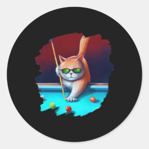 Katzenpool Billard in Lounge Cooles Sonnenbad Runder Aufkleber