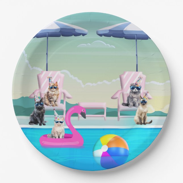 Katzenpool-Party Pappteller (Vorderseite)