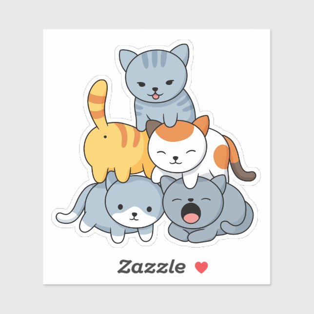 Katzenpyramide - Gruppe von Katzen Aufkleber (Blatt)