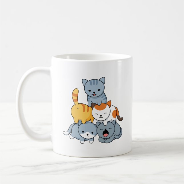 Katzenpyramide - Gruppe von Katzen Kaffeetasse (Links)