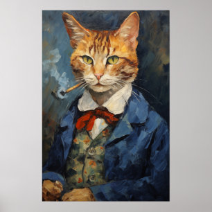 Katzenrauchen Tabakpfeifenkunstdruck, Katzenmalere Poster