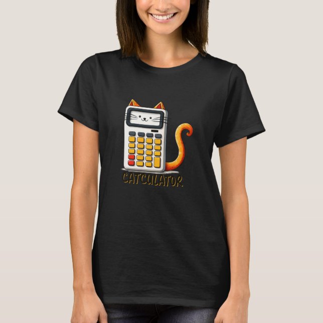 Katzenrechner Lustiges Väterchenwitz-Design T-Shirt (Vorderseite)