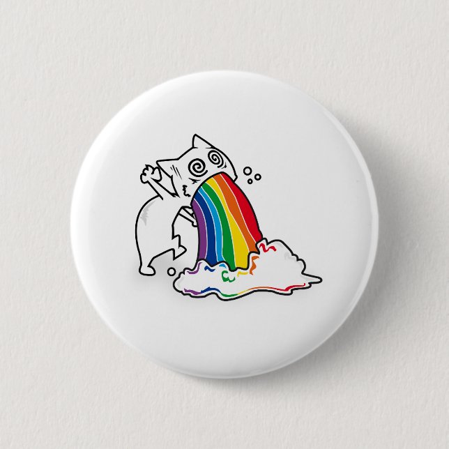 Katzenregenbogenkotze Button (Vorderseite)