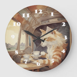 Katzenreisender große wanduhr