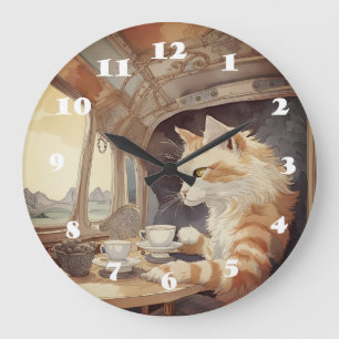 Katzenreisender  große wanduhr