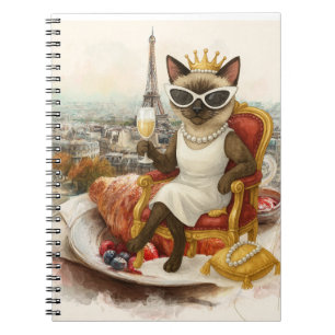 Katzenrentner trinken Wein in Paris Frankreich Notizblock