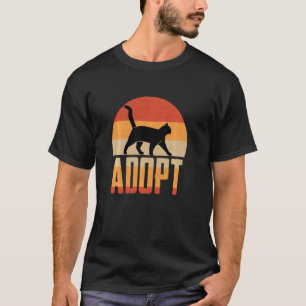 Katzenretro und Vintager Sonnenuntergang Adoption  T-Shirt