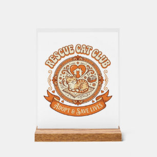 Katzenrettungsclub Katzenrettung Adoption Vintage Acrylschild