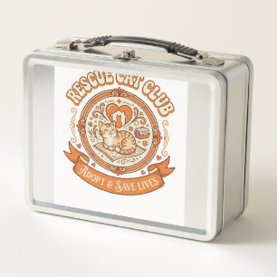 Katzenrettungsklub Katzenrettung Adoption Vintage  Metall Brotdose