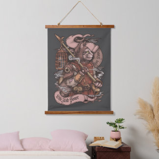 Katzenritter Vintage-Tapeten drucken Wandteppich Mit Holzrahmen
