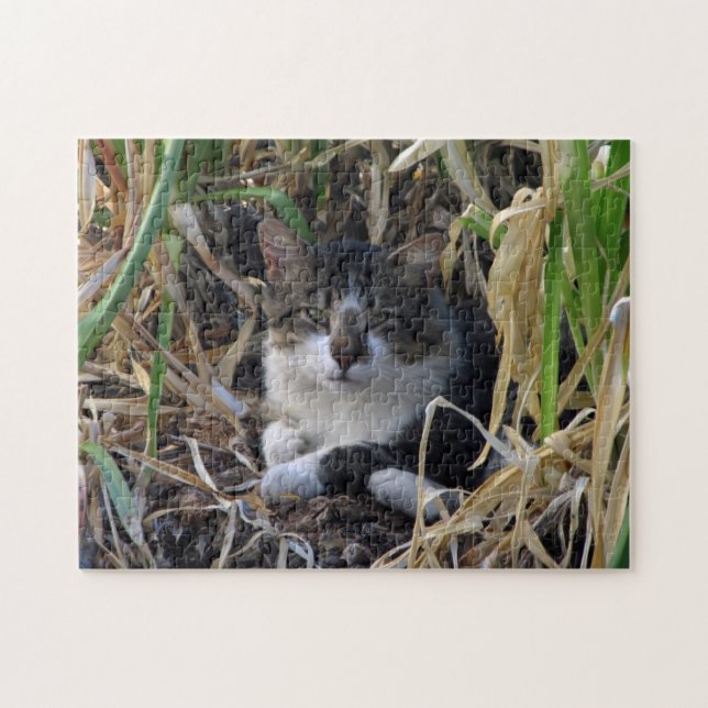 Katzenruhe im Bushes-Puzzle Puzzle (Horizontal)