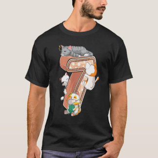 Katzens 7. Geburtstagsfeier 7 Sieben Jahre alte Ka T-Shirt