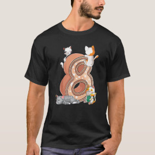 Katzens 8. Geburtstagsfeier Acht 8 Jahre alte klei T-Shirt