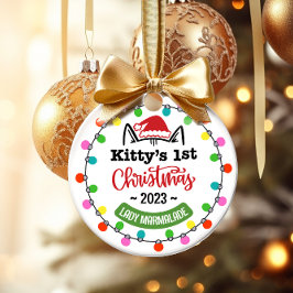 Kätzens erste Weihnacht, Katze's erste Weihnachten Keramik Ornament
