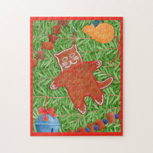 KATZENS WEIHNACHTSBAUM 11"x14" Puzzle