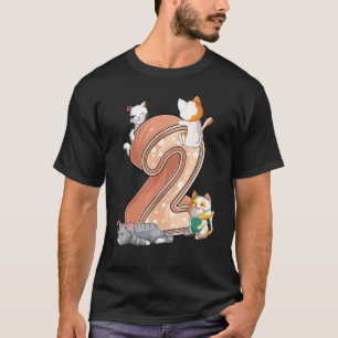 Katzens zweite 2. Geburtstagsfeier Zwei 2 Jahre al T-Shirt