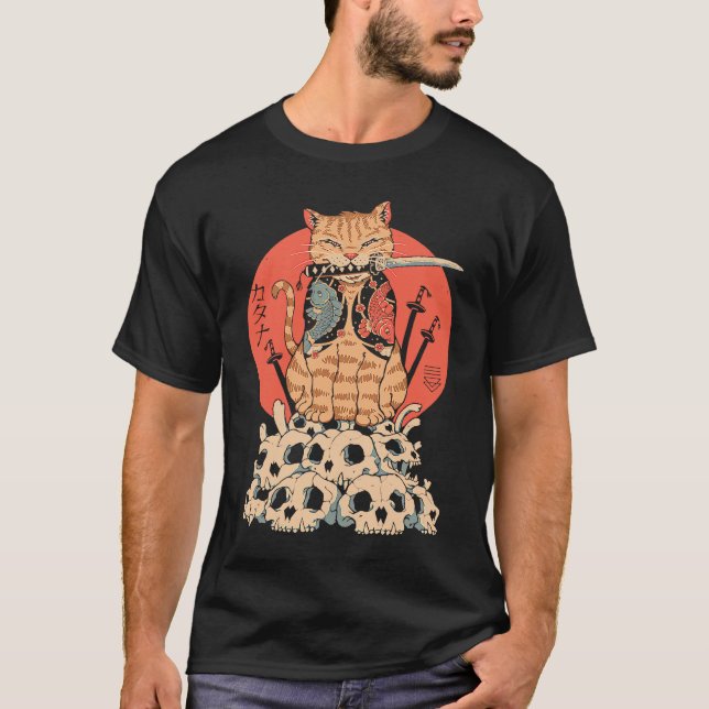 Katzenschädel Krieger T-Shirt (Vorderseite)