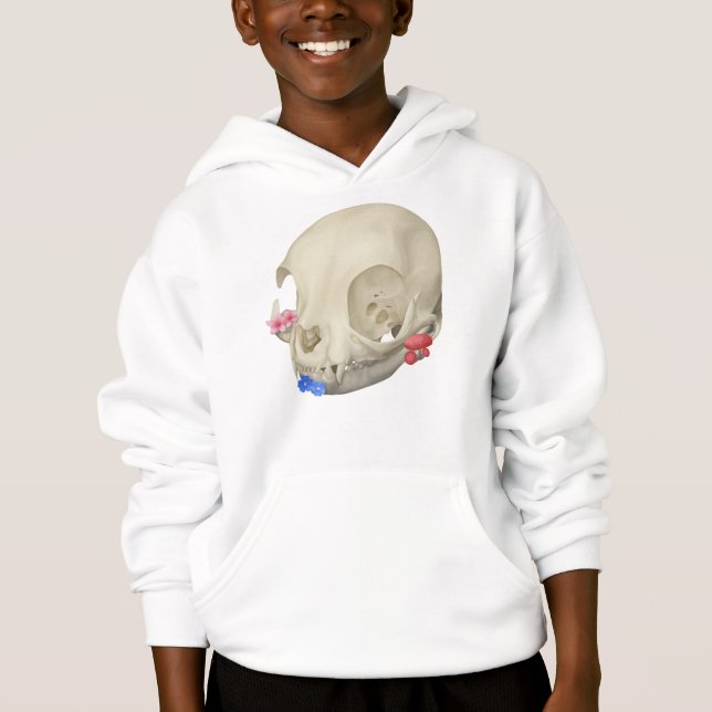 Katzenschädel mit Flora Hoodie (Vorderseite)