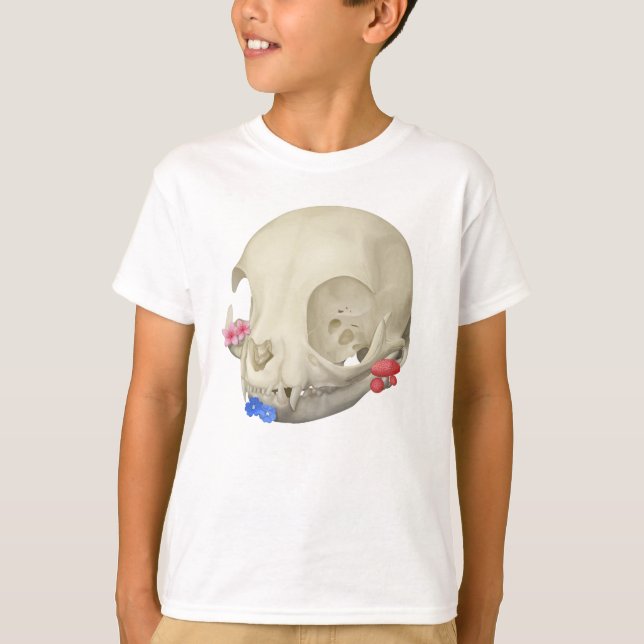 Katzenschädel mit Flora T-Shirt (Vorderseite)