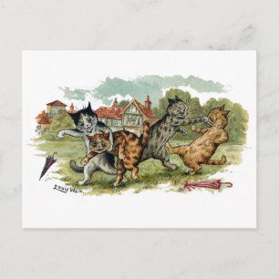 Katzenschlagabtausch Postkarte