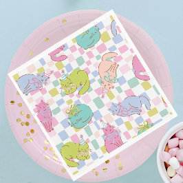 Katzenschmaus und Schleifen, Moderne Katzenparty i Serviette