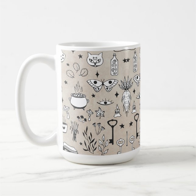 Katzenschmetterlingskraut Blume Zauberbuch Katzenk Kaffeetasse (Links)