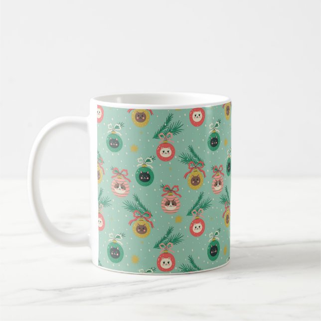 Katzenschmuck auf Baummuster Kaffeetasse (Links)