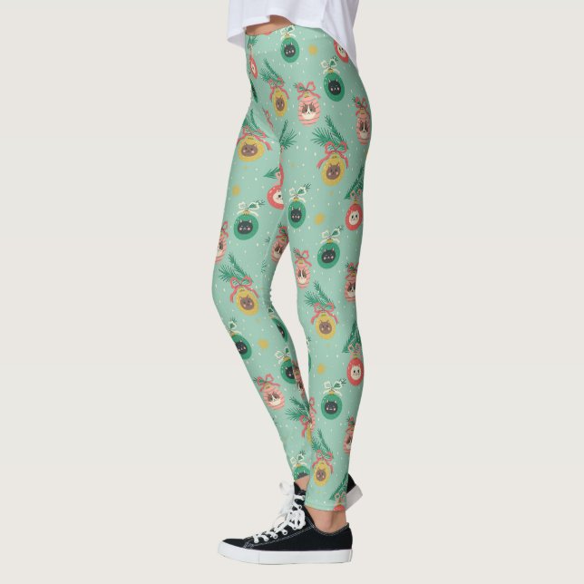 Katzenschmuck auf Baummuster Leggings (Links)