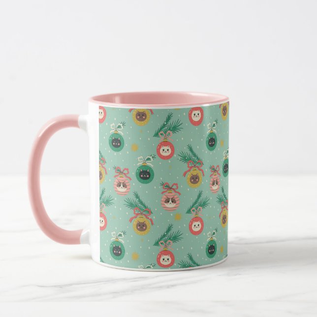Katzenschmuck auf Baummuster Tasse (Links)