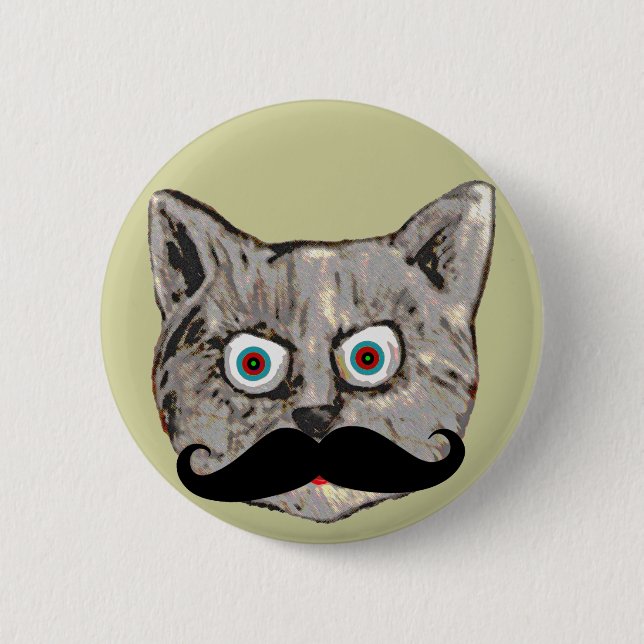 KatzenSchnurrbart Button (Vorderseite)