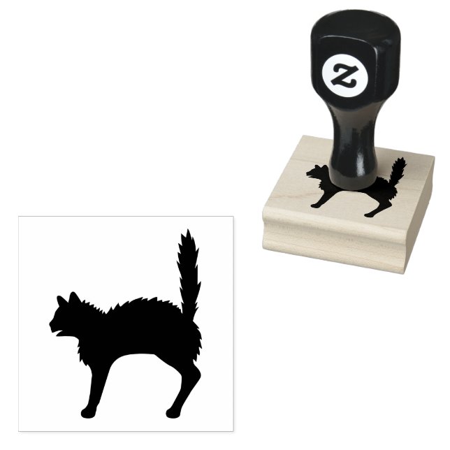 Katzenschrei-Silhouette mit Rücken und Schwanz nac Gummistempel (Stempel)