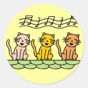 Katzenschreie und Geschenke singen Runder Aufkleber