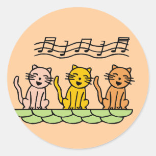 Katzenschreie und Geschenke singen Runder Aufkleber