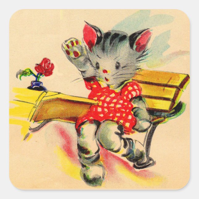 Katzenschüler Quadratischer Aufkleber (Vorderseite)