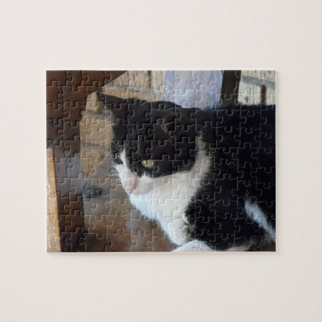 Katzenschwarz und Weiß Puzzle (Horizontal)