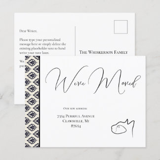 Katzenschwarz & Weiß Wir haben uns bewegt, Adresse Postkarte