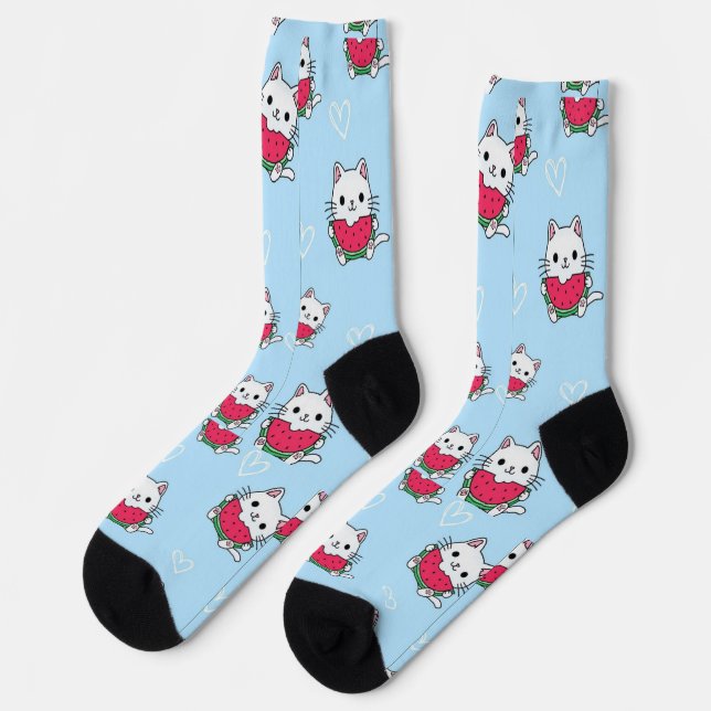 Katzensocken für Cartoon | Niedliche und gemütlich Socken (Linkes Detail)
