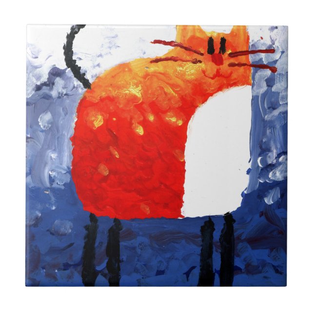 Katzenspaß, der die Malereikunst handgemacht Fliese (Vorderseite)