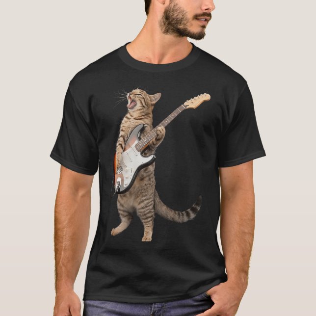 Katzenspiel Gitarre Shirt Kinder Männer Frauen Roc (Vorderseite)