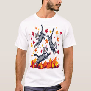 Katzenspiel im Herbstlaub T-Shirt