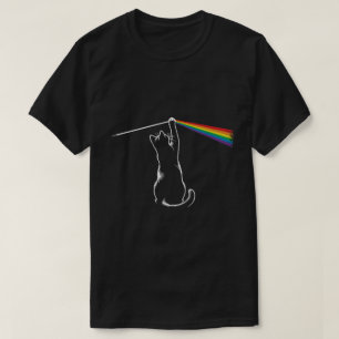 Katzenspiel mit Licht Minimale Regenbogengestalt T-Shirt