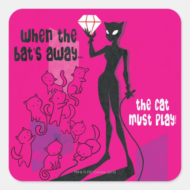 Katzenspiel Quadratischer Aufkleber (Vorderseite)