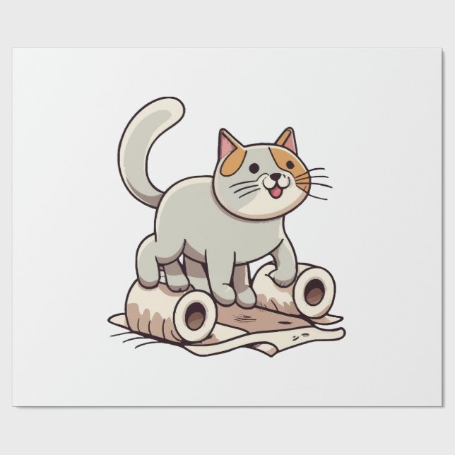 Katzenspielen mit Toilettenpapier Geschenkpapier (Flach)