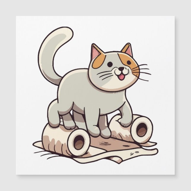 Katzenspielen mit Toilettenpapier Magnetkarte (Vorderseite)